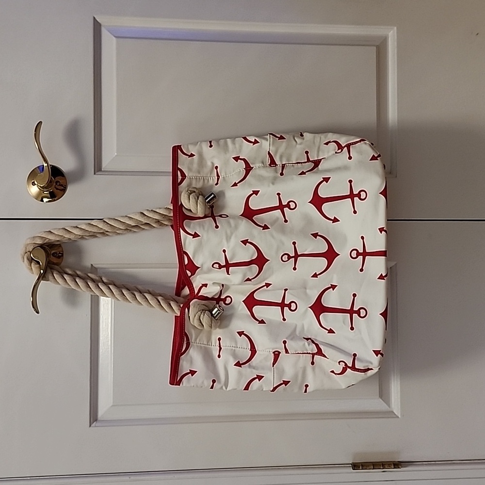 Donna Dixon Marina: MEDIUM Rope Tote: Red Anchors